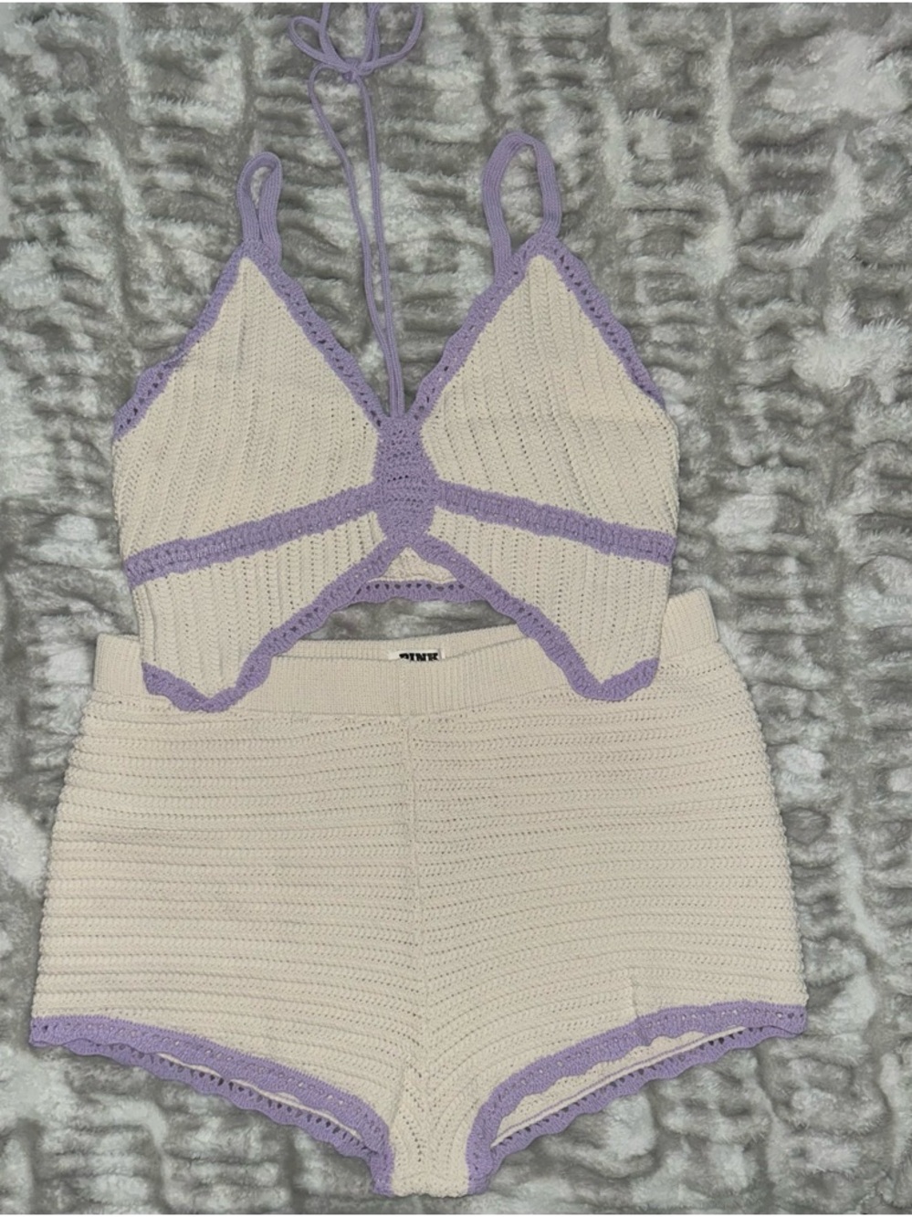 PINK by Victoria’s Secret Knit Bralette and Shorts Lounge/Cover Up Set